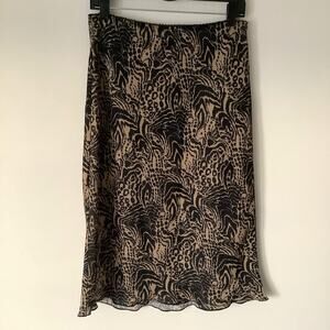 XOXO Vintage Womens Animal Print Flowy Scallop Hem Midi Slip Skirt Size Medium